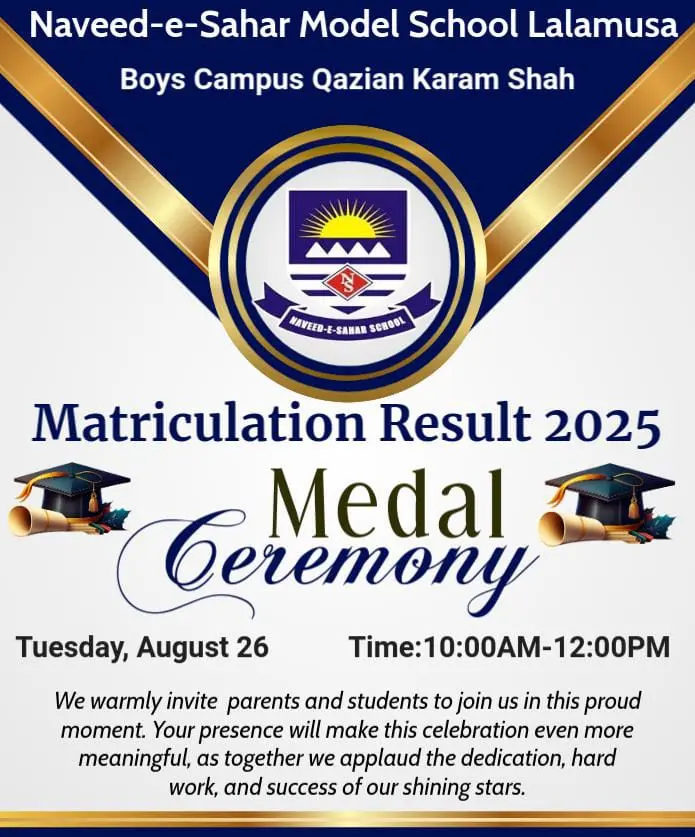 Medal Ceremony, Naveed-e-Sahar School Qazian Campus, Lalamusa